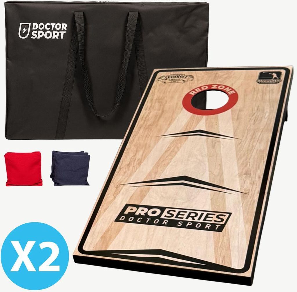 Doctor Sport Cornhole Pro Series – Amerikanisches Wurfspiel – Double 120 x 60 cm mit 16 Bean Bags und 2 Tragetasche – Schönes Set aus echte...