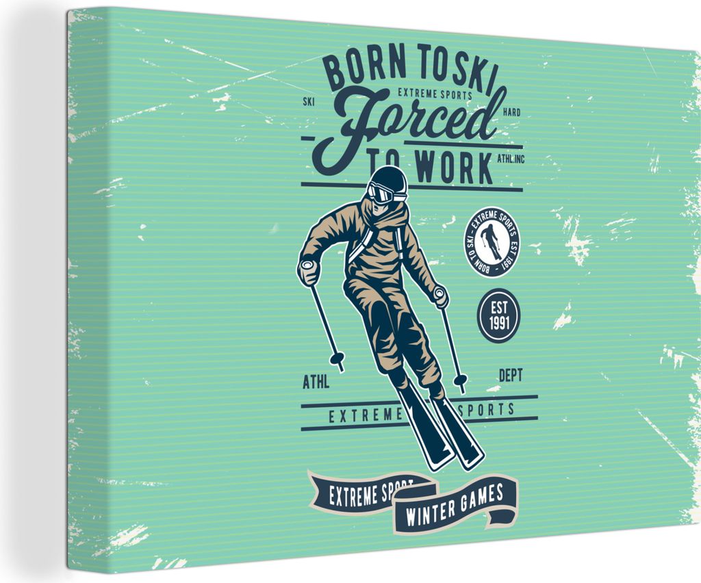 OneMillionCanvasses - Leinwandbilder - 150x100 cm, Skianzug - Retro - Grün, Wandbilder Kunstdruck Wanddekoration