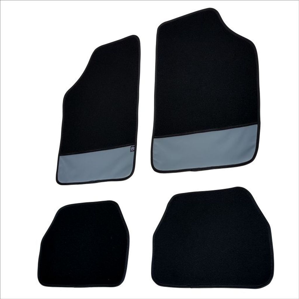 FUM08 - Fußmatten Set Fussmatte Autoteppich Schwarz Textil, Grau