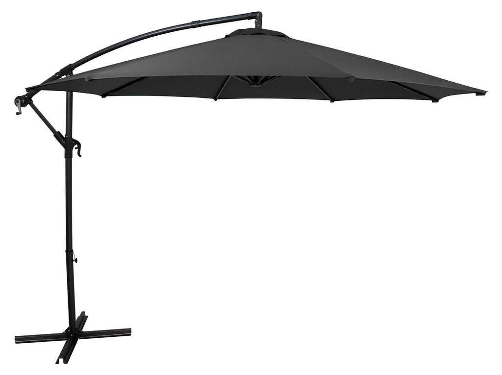 Ausleger-Sonnenschirm 3m – Grau Hängender Ampelschirm Bananenschirm Garten Terrasse Sonnenschutz Schirmdach Außenbereich Parasol UV-Schutz Kurb...