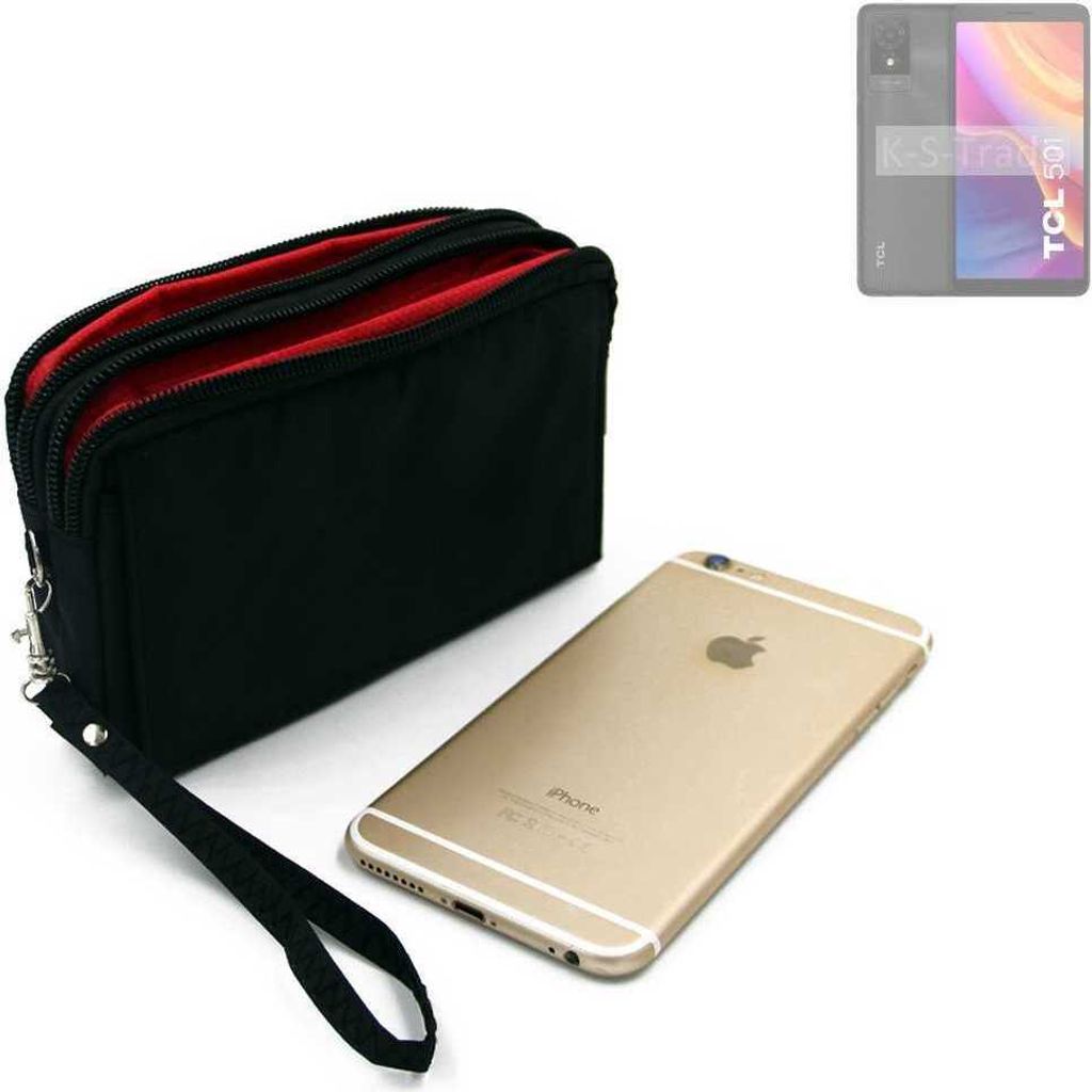 K-S-Trade Schutz Hülle Handy Hülle kompatibel mit TCL 501 Gürteltasche Travelbag Handytasche mit Zusatzfächern, schwarz