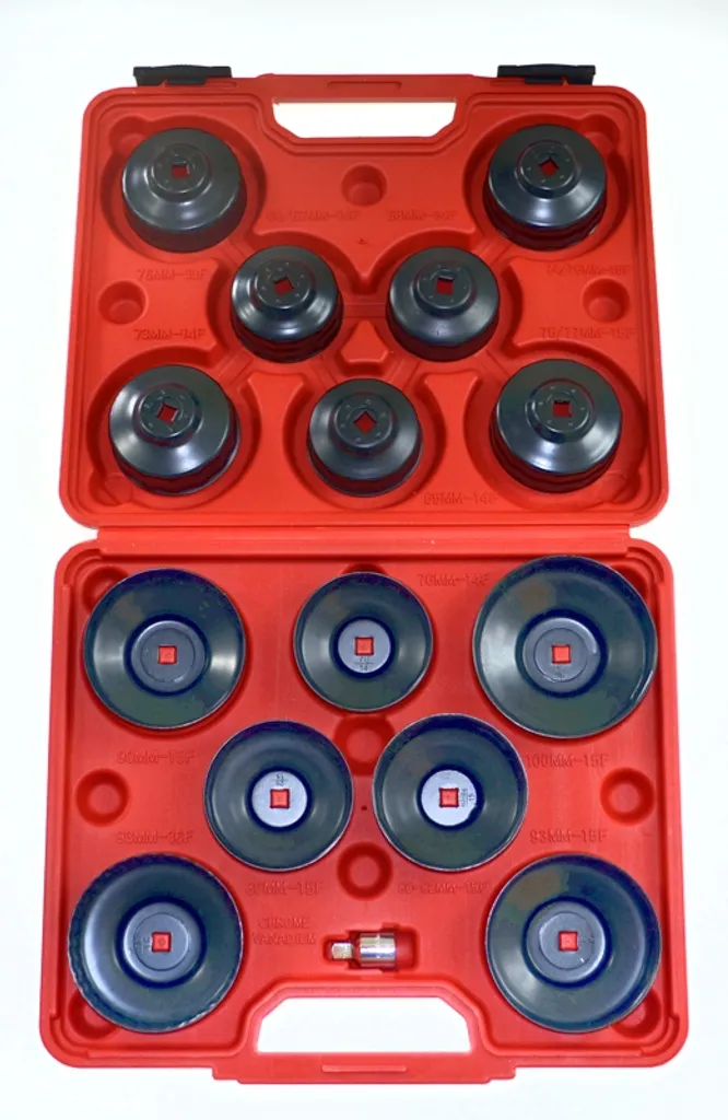 Kit cloche filtre à huile 15 pièces - Outil vidange filtre argenté