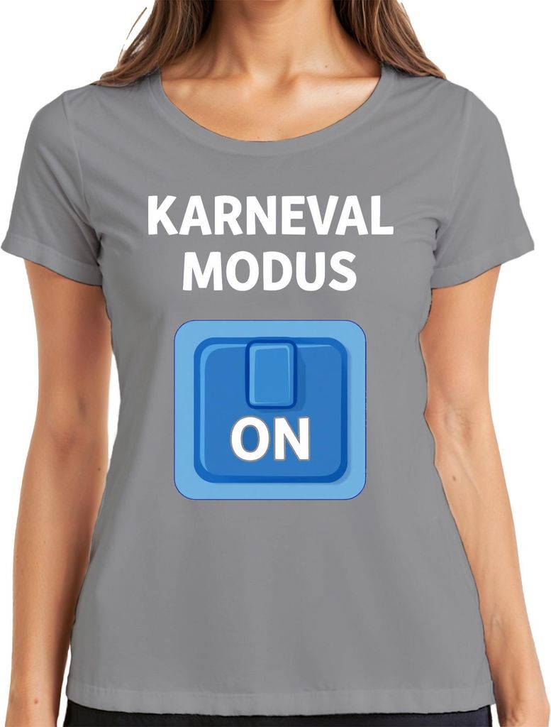 Karneval Modus On Karnevalsjeck Fastnacht Party Kostüm Damen T-Shirt, Grau, XXL