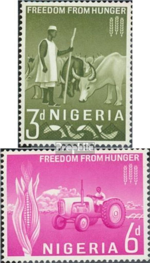 Briefmarken Nigeria 1963 Mi 132-133 (kompl.Ausg.) postfrisch Kampf gegen den Hunger