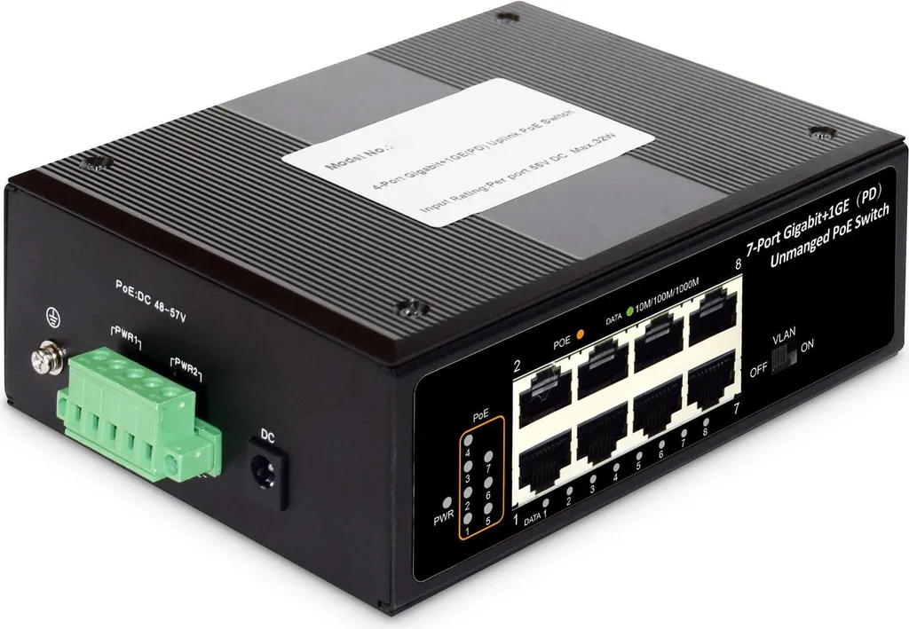 Switch Ethernet Industriel 7 Ports Gigabit PoE pour Caméras IP