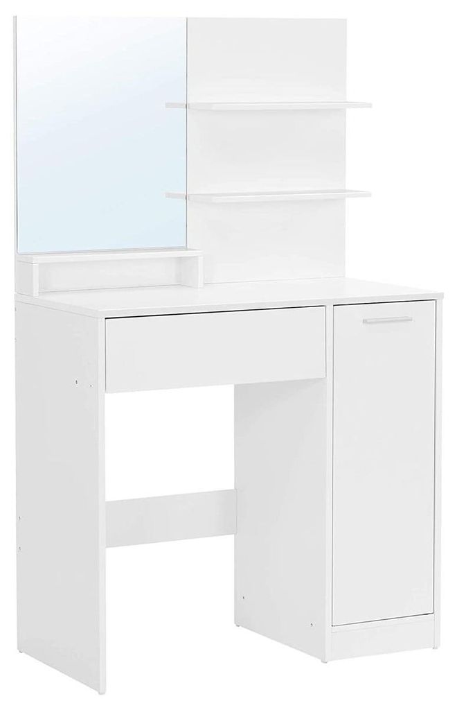 CALICOSY - Coiffeuse blanche avec miroir, 1 tiroir, 2 Image du produit 