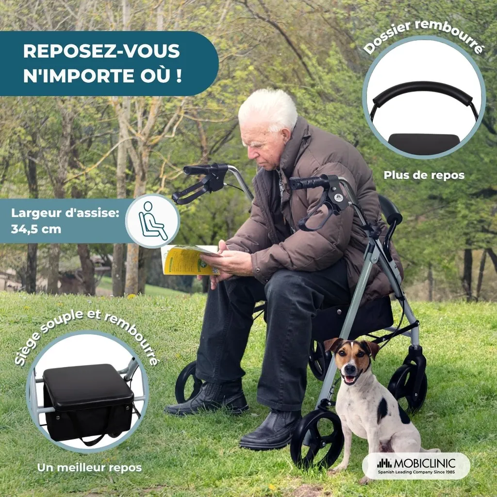 Déambulateur stable pour routes irrégulières Mobiclinic modèle Sofía