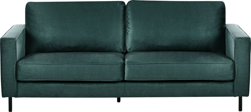 BELIANI 3-Sitzer Sofa Dunkelgrün Samt mit Schwarzem Metallgestell Sitzkissen Armlehnen Klassisch Industrie Design Wohnzimmer Schlafzimmer Polstersofa