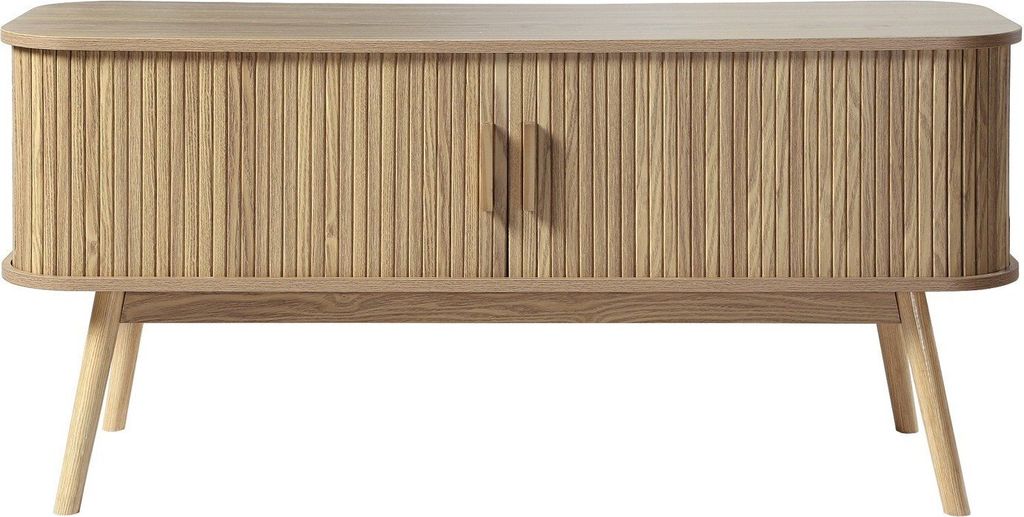 CALICOSY - Meuble TV 2 portes et côtés effet rainuré L150 cm - MALAGA