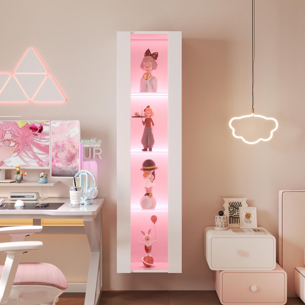 Merax Glasvitrine mit LED, App & Fernbedienung, Acryltüren Produktbild 