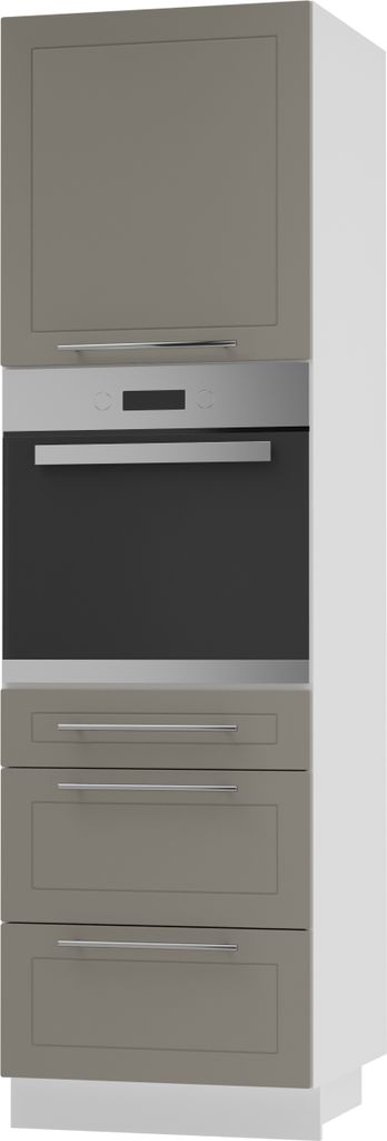 Backofenschrank Kvantum Q-D14/RU/3M Teilauszug 60cm Korpus- & Frontfarbe wählbar,beige matt,weiß
