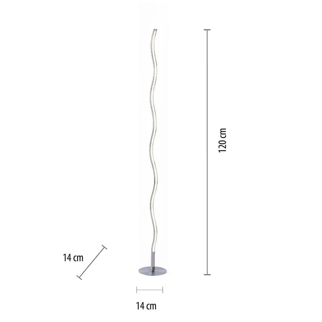 Lampadaire Design Vague Argenté avec LED Intégrées 120cm - Forme Incurvée - 20