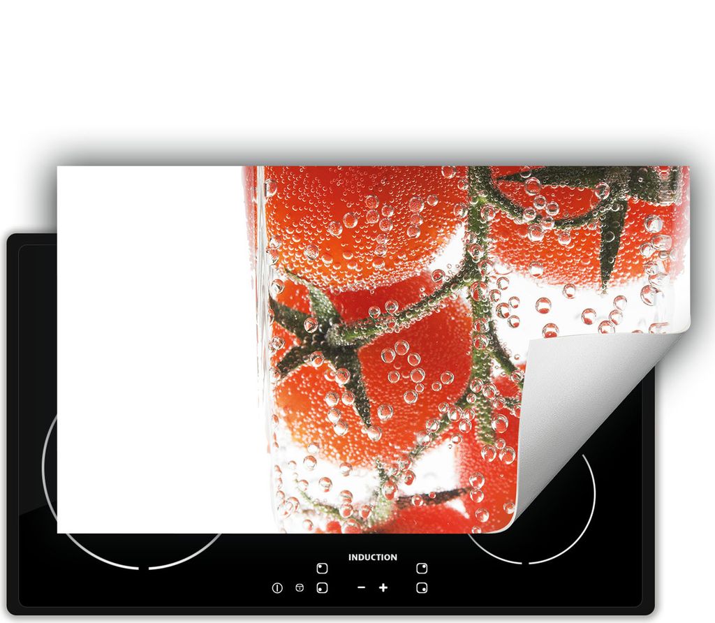 DarHaus Herdabdeckplatte 90x52 cm Anti Rutsch Matte Aufrollbar, wasser - Tomaten