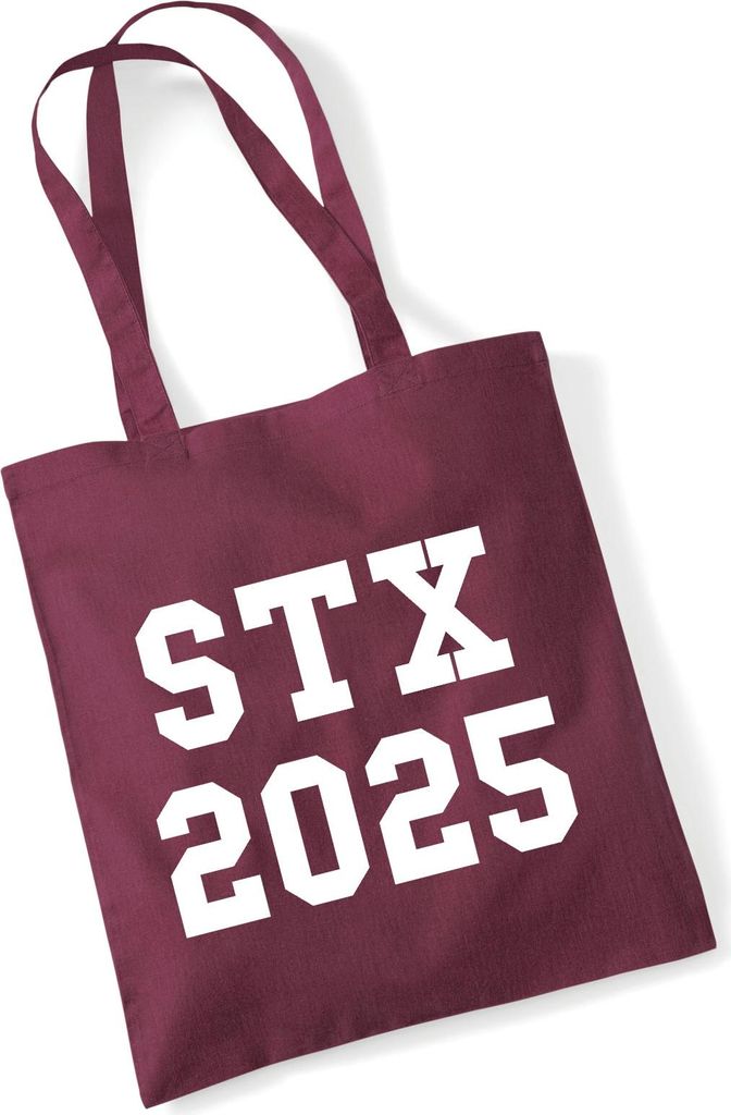 Huuraa Jutebeutel STX 2025 Abschluss Dänemark 10 Liter Burgundy Baumwolle Tasche Geschenkidee