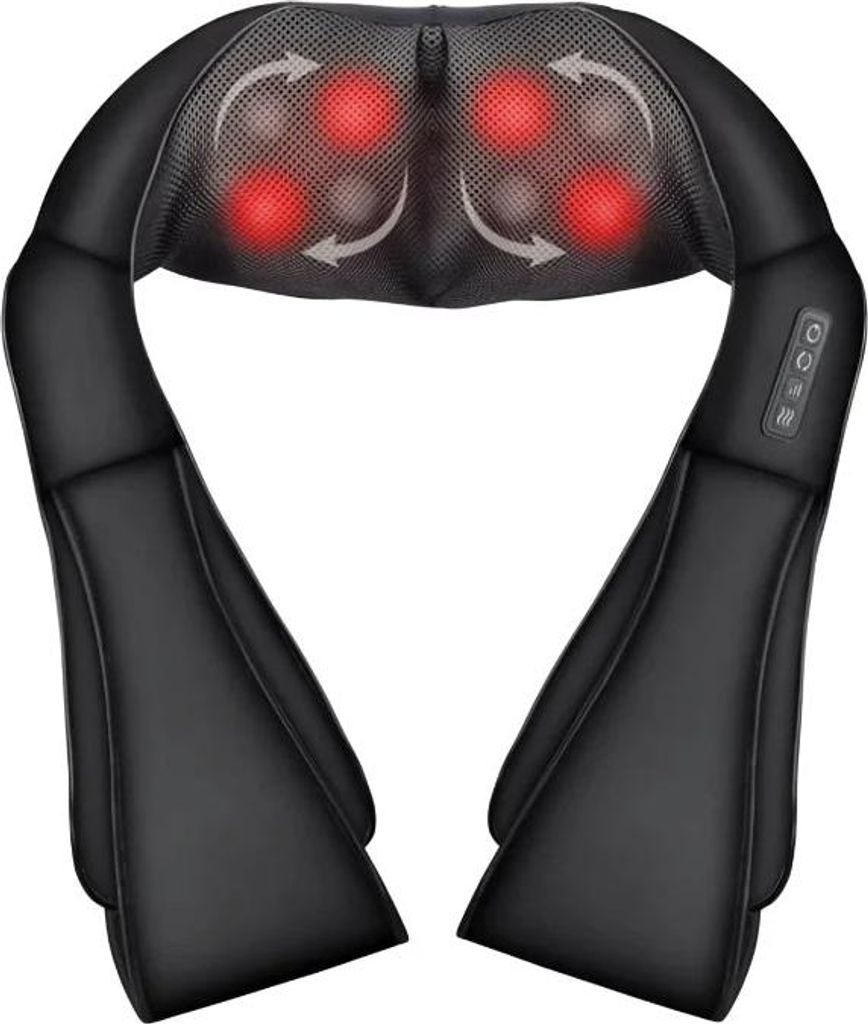 Shiatsu-Nacken- und Schultermassagegerät mit Wärmefunktion, Schwarz