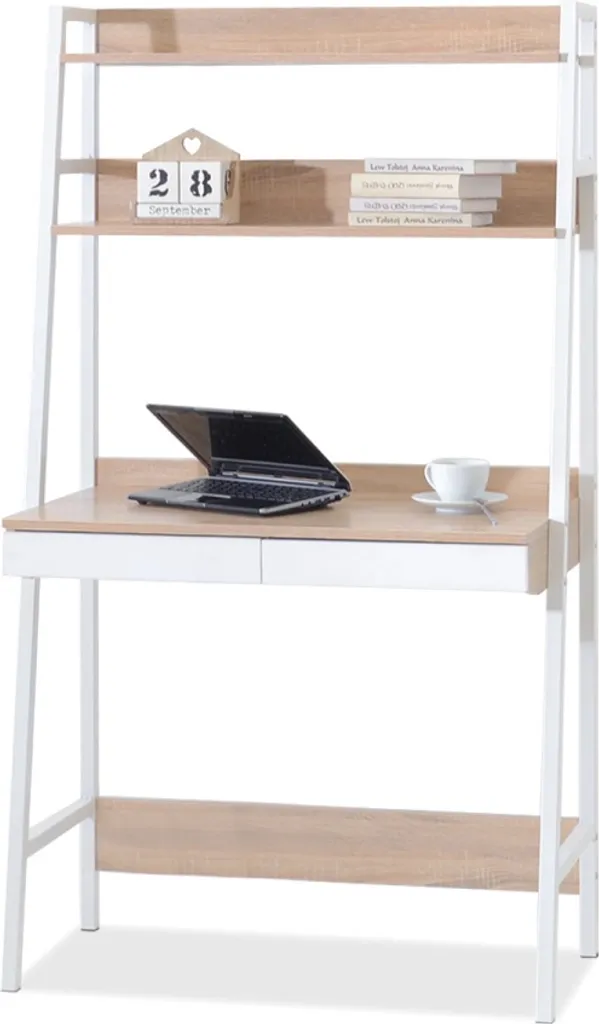 Bureau de télétravail VIOREL blanc chêne Sonoma pour studio et chambre