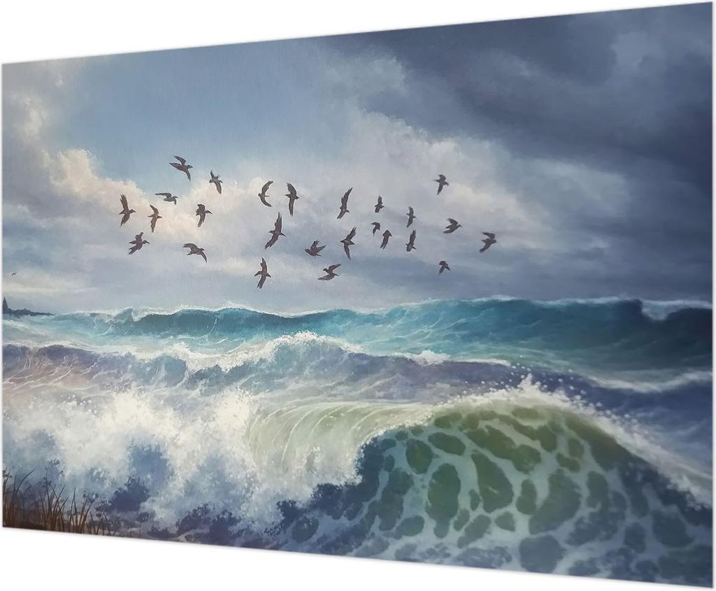 Wandtapete - Dekorative Tapete für Wohnzimmer - Tapetenfolie für Wanddekoration - 208x146 cm - Meereswellen
