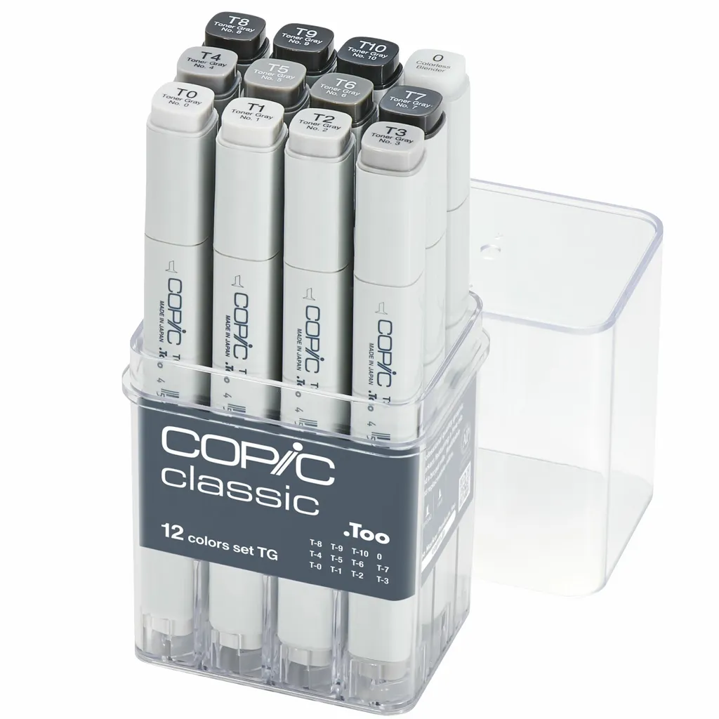Set 12 Copic Classic Toner Gray TG | Ideale per Manga e Illustrazione
