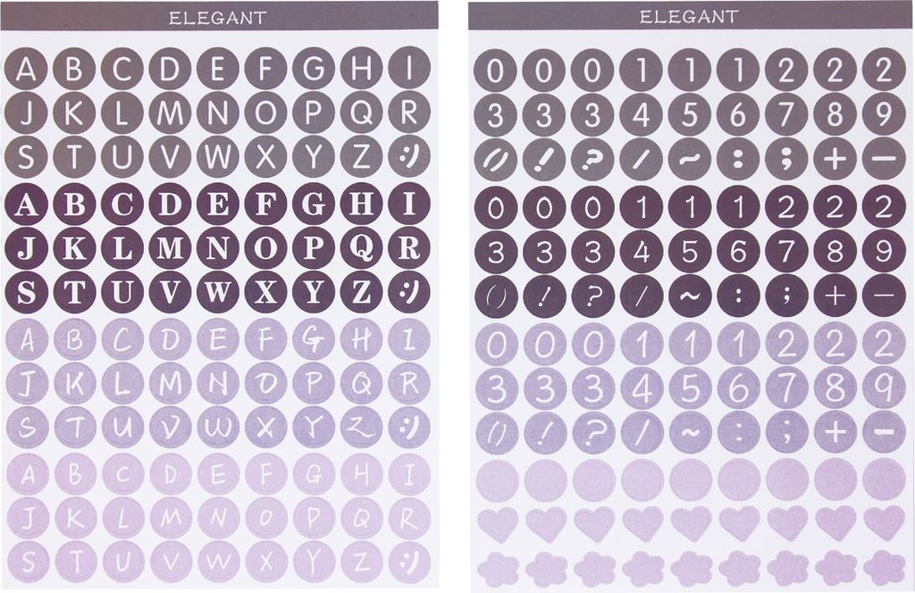 Oblique Unique 216 Buchstaben Zahlen Aufkleber Zeichen Produktbild 