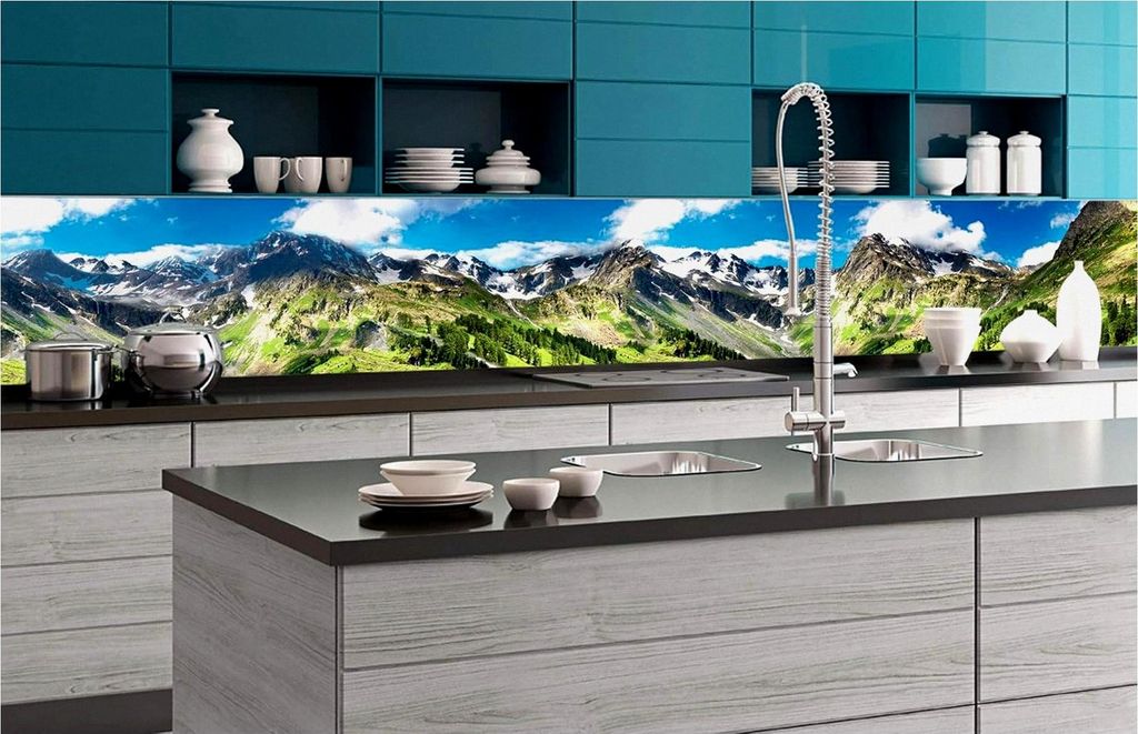Selbstklebende Küchenrückwand Folie GEBIRGE | Dekofolie - Spritzschutz für die Küche | Hergestellt in der EU - 350 cm x 60 cm