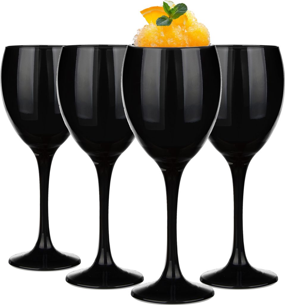 GLASMARK Schwarze Weinglas 4-Set 300ml Große (max. 325ml) 4 Stück Rotweingläser Weinkelch Weinglas VINO auf Fuß - Hochwertige Qualität