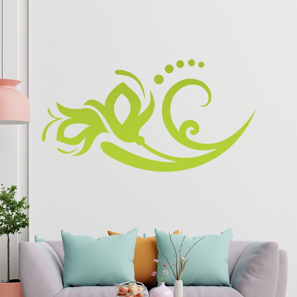 Blume - Linien Punkte Wandtattoo in 6 Größen - Wandaufkleber Wall Sticker - Dekoration, Küche, Wohnzimmer, Schlafzimmer, Badezimmer