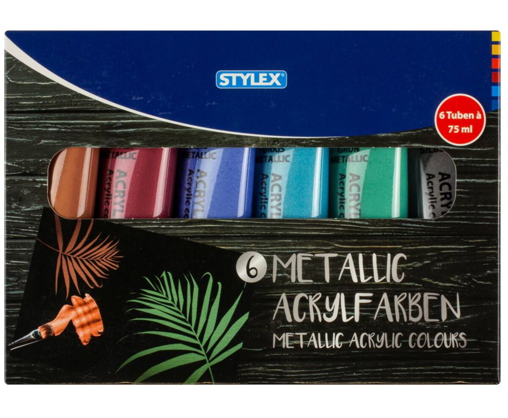 Stylex 28628 Acrylfarbe Metallic 6er-Set in Tube à 75 ml