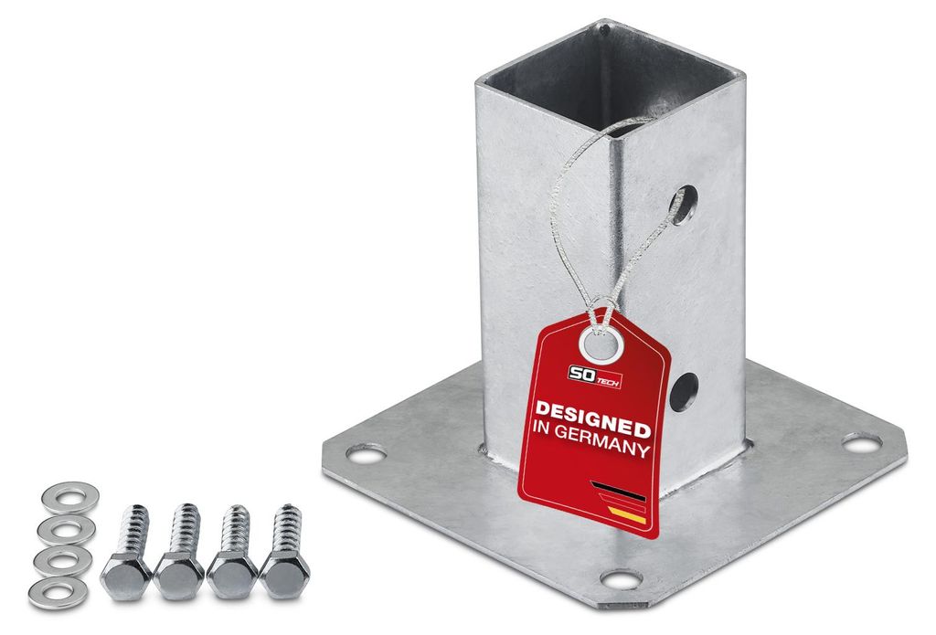 SOTECH Bodenhülse 50 x 50 mm feuerverzinkt – Pfostenträger zum Einbetonieren