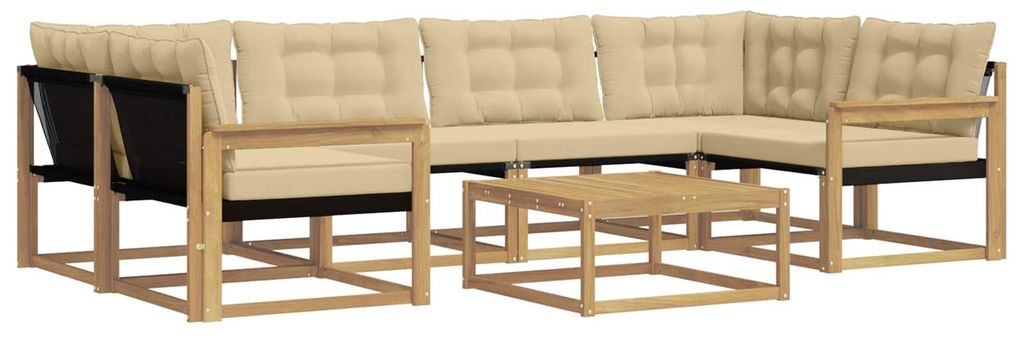 vidaXL Outdoor-Sofagarnitur 7 pcs Weiß und Beige 79 x 79 x 37 cm