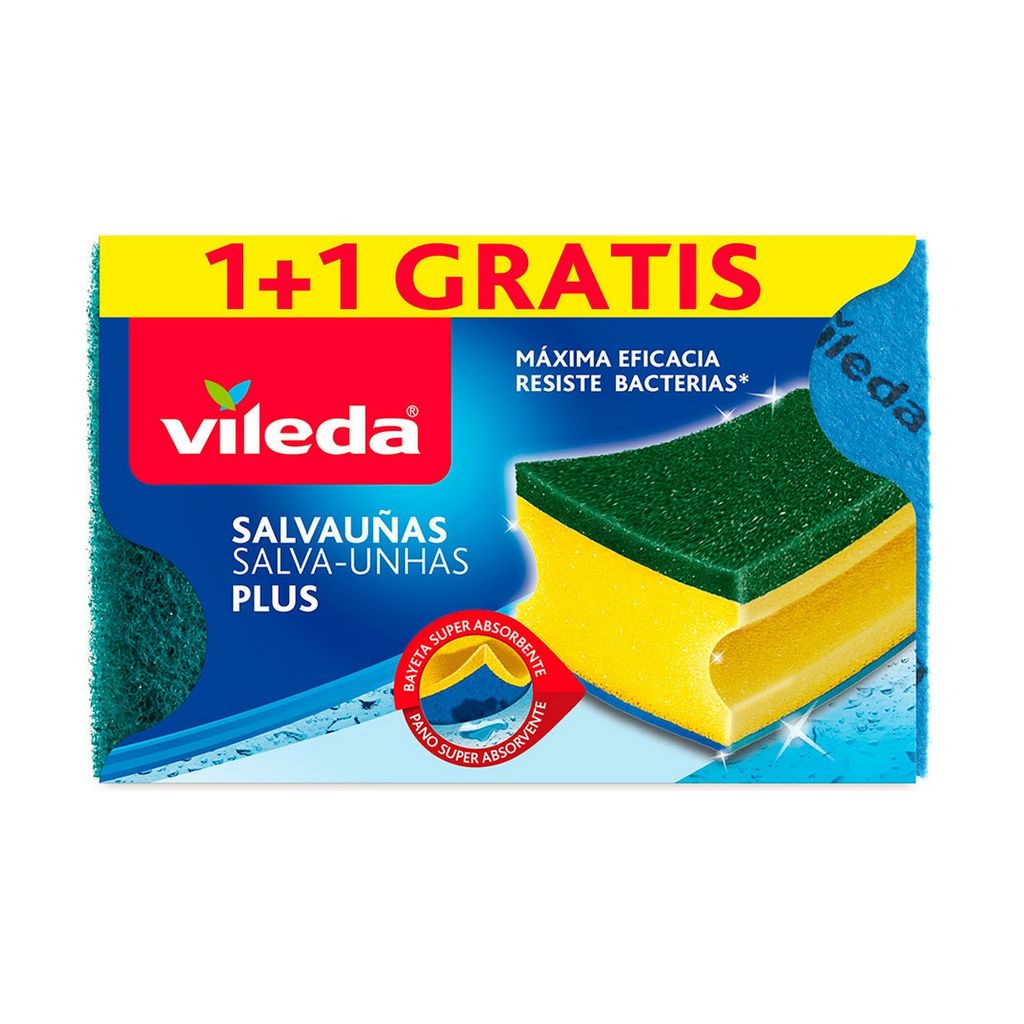 4 Nailsaver Plus Antibakteriell 1+1 Scheuerschwamm 162590 Vileda