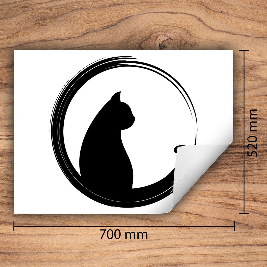 DarHaus Herdabdeckplatte 70x52 cm Anti Rutsch Matte Aufrollbar, schwarz - Katze