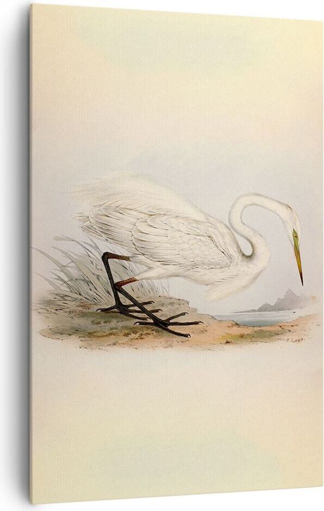 Bild auf Leinwand - Leinwandbild - Einteilig - Vogel Weiß Reiher - 80x120cm - Wand Bild - Wanddeko - Wandbilder - Leinwanddruck - Wanddekoration -...