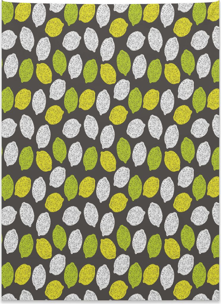 Abakuhaus Zitronen Wandteppich, Ordentlich Gekritzelte Frucht aus Weiches Mikrofaser Stoff Kein Verblassen Klare Farben Waschbar, 110 x 150 cm, Gel...