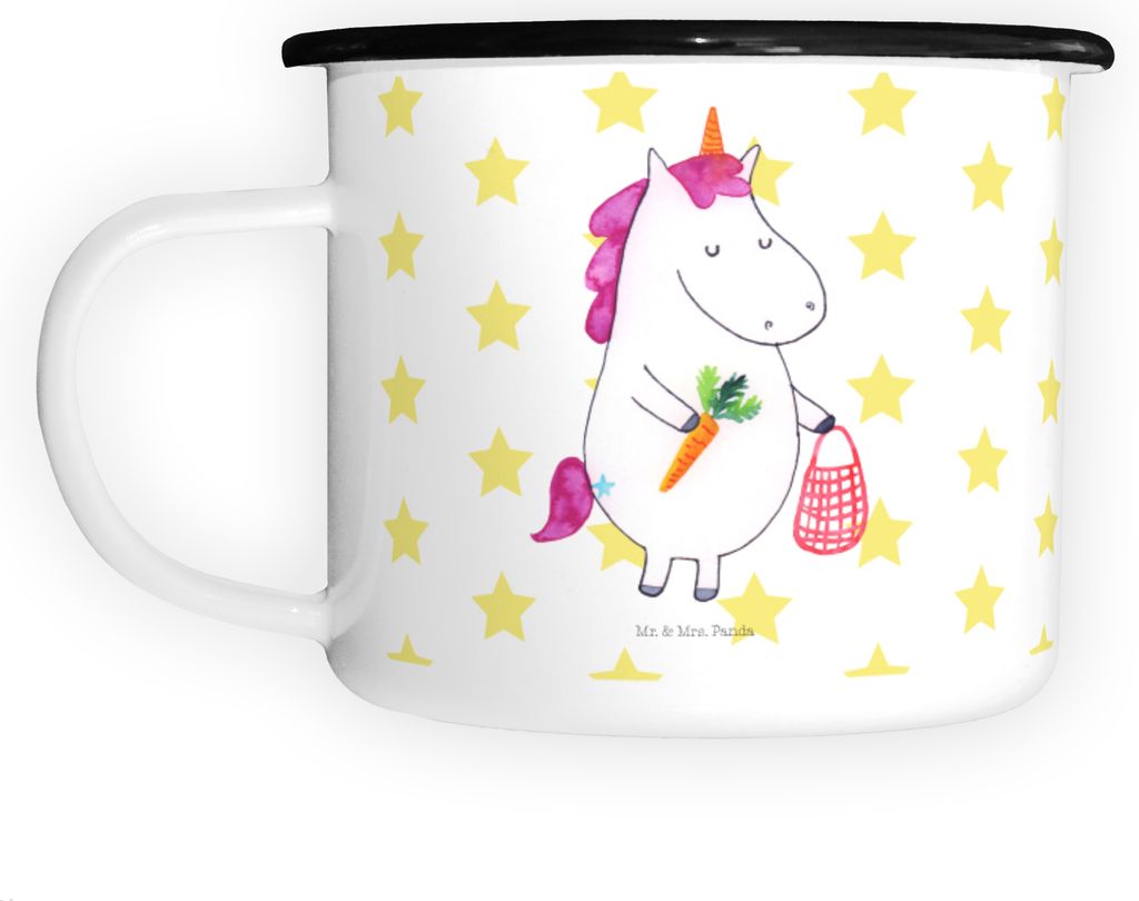Mr. & Mrs. Panda Pott Einhorn Gemüse - Weiß - Geschenk, Deko, Emaille Tasse, Haferl, Unicorn, Biomarkt, Teetasse, Becher, Große, Einhörner, Woc...