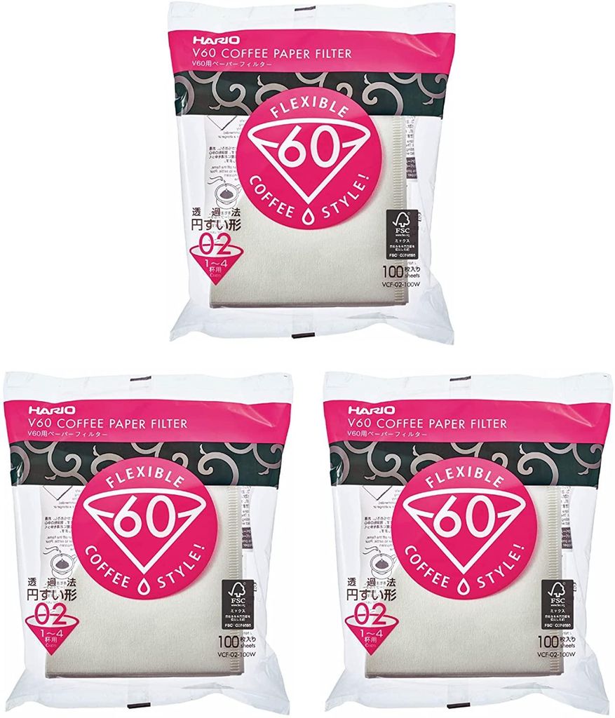 Hario V60 maat 02 - 3 verpakkingen met 100 witte Productafbeelding 