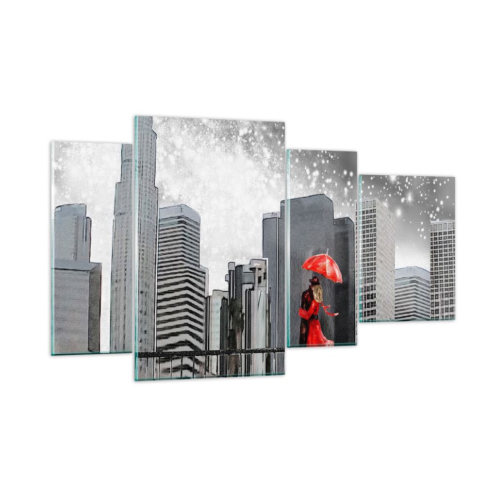 Bilder auf glas - Stadt Haus Straße - 120x70cm - Glasbilder - Wandbilder - Kunstdruck - zum Aufhängen bereit - Wanddekoration aus Glas - Glas Bil...