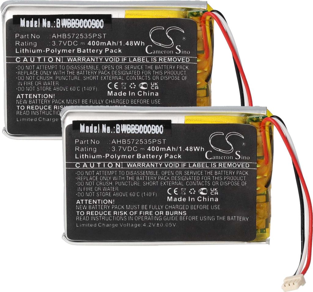 vhbw 2x Akku kompatibel mit Jabra Evolve 75 Wireless Headset Kopfhörer (400 mAh, 3,7 V, Li-Polymer)