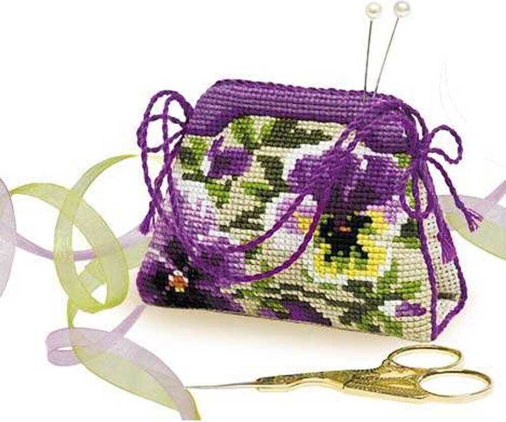 Kreuzstich-Set von Riolis, "Pansy-Nähkissen", mit Produktbild 