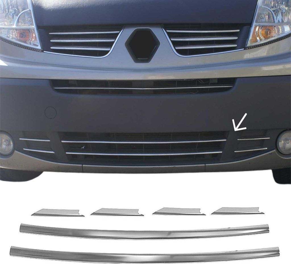 Kühlergrill Leisten Grillleisten für Renault Trafic 2008-2014 Chrom Silber 6x