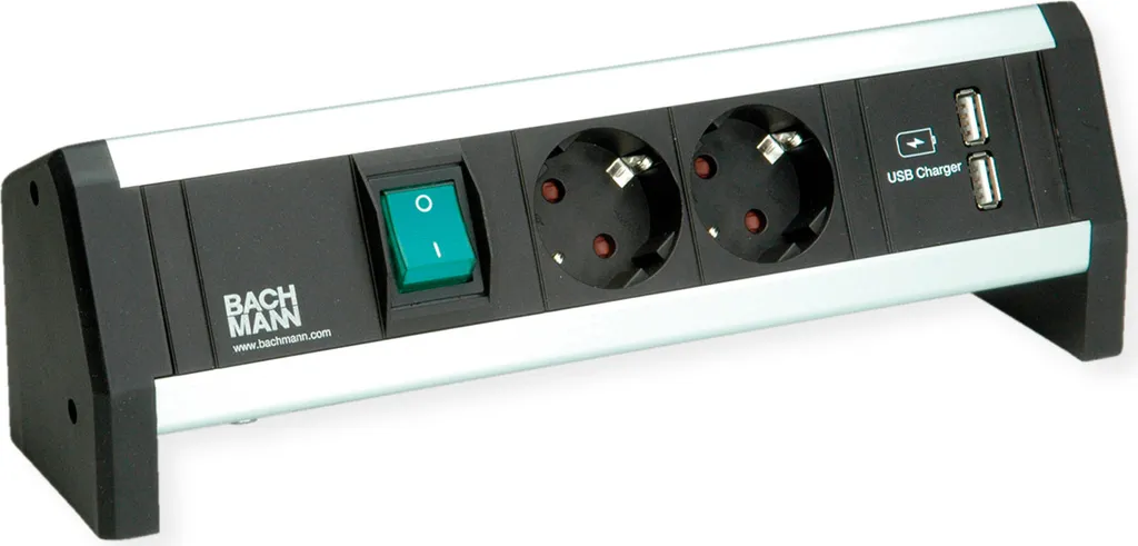 BACHMANN DESK 1 Interrupteur 2 Prises CEE7/3 et Double Chargeur USB GST18