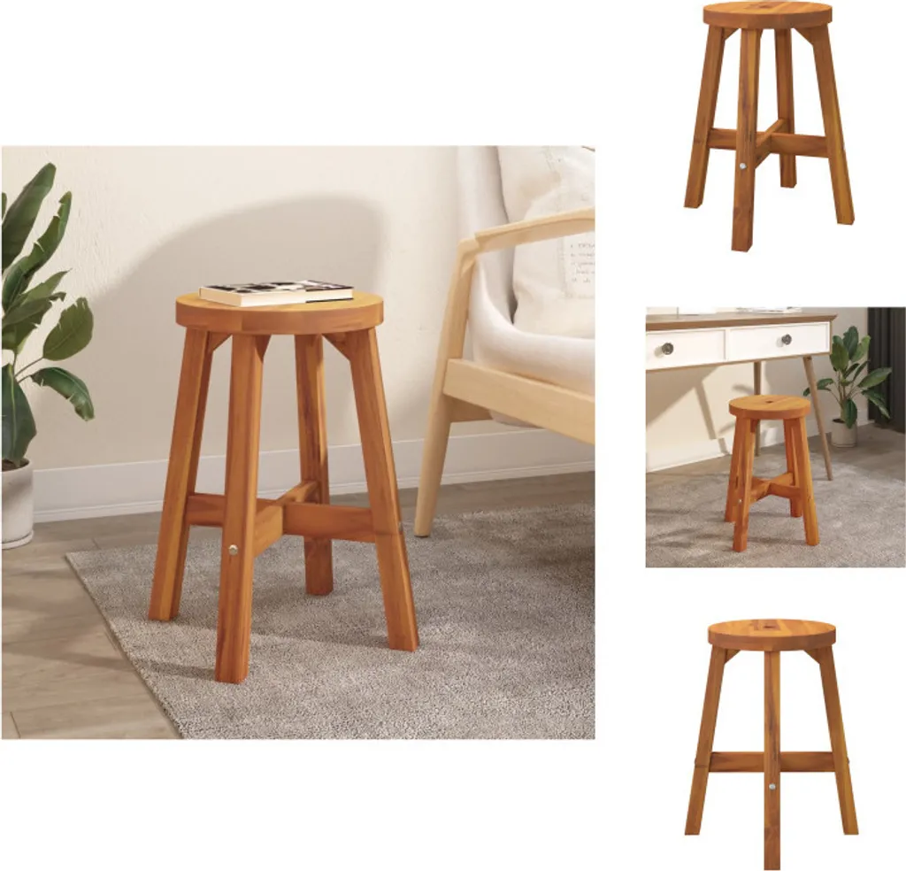 vidaXL Tabouret en bois massif d'acacia marron 38x38x45 cm de forme ronde