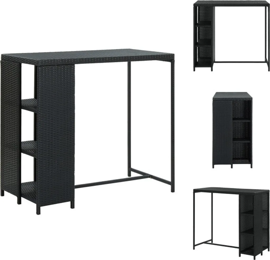 Tavolo Alto da Bar vidaXL in Poly Rattan Nero 120x60x110 cm