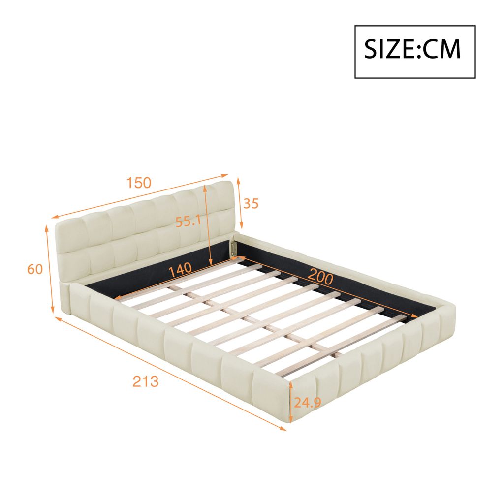 CDGlobal Polsterbett 140 x 200 cm, Jugendbett, Doppelbett Produktbild 9