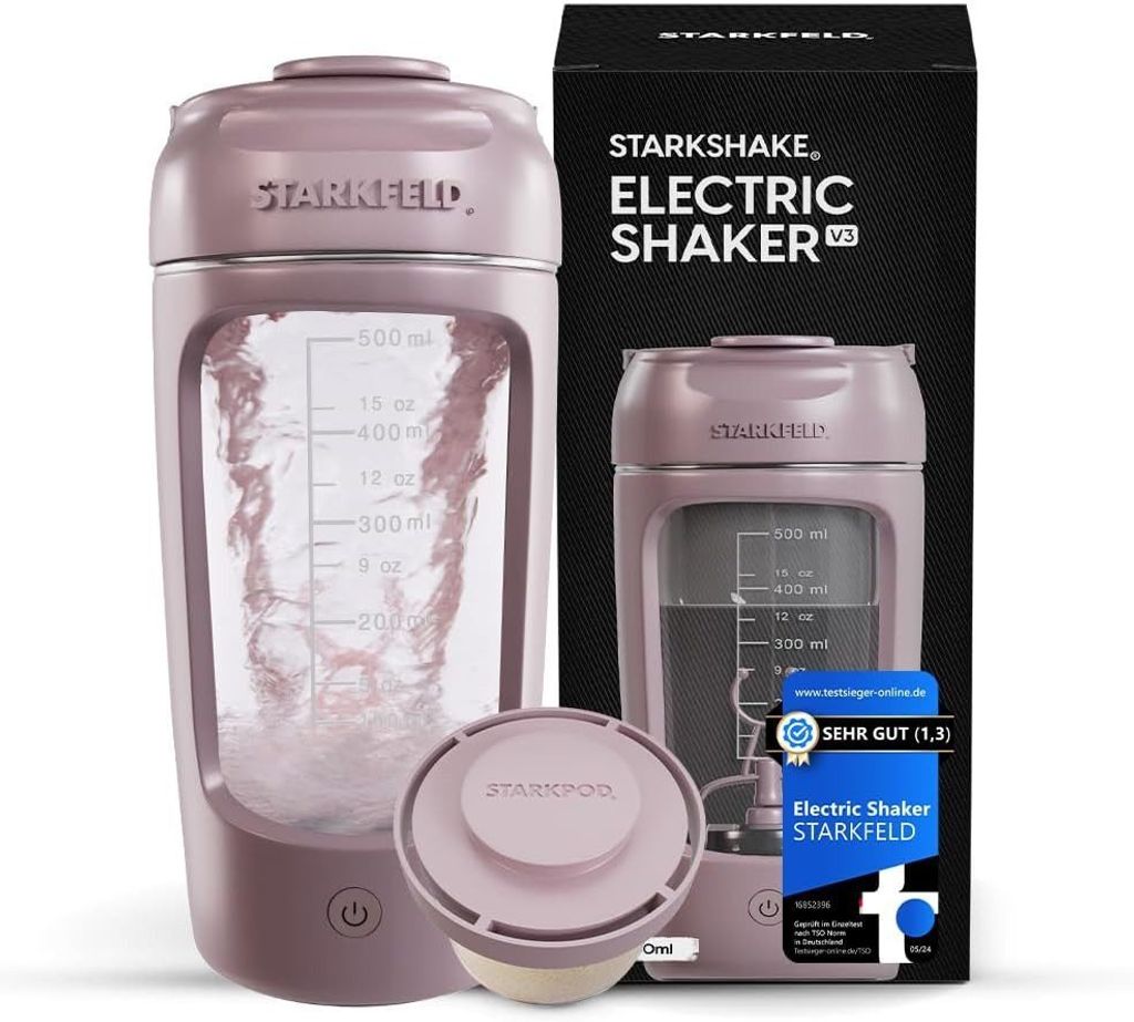 STARKSHAKE V3 – Der beste elektrische Shaker | Klumpenfreie Eiweiß Shakes dank 7000 UPM | Schnellladen | 60+ Shakes pro Ladung mit STARKPOD | ...