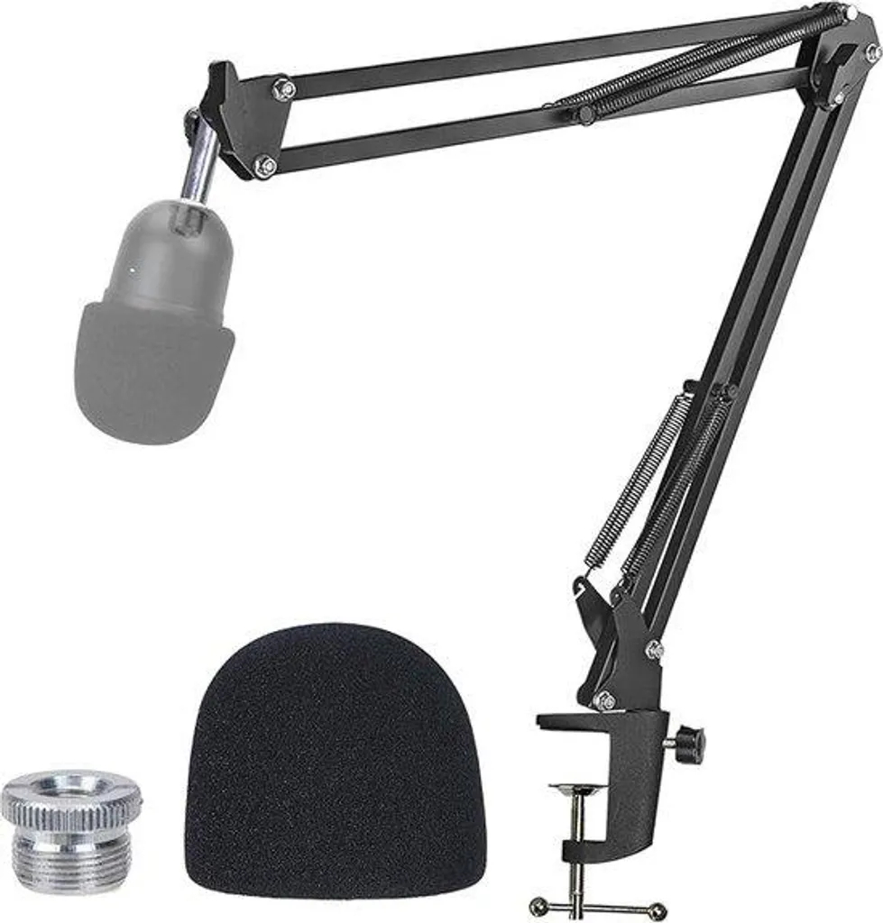 Pied de microphone pour podcast et streaming réglable noir standard