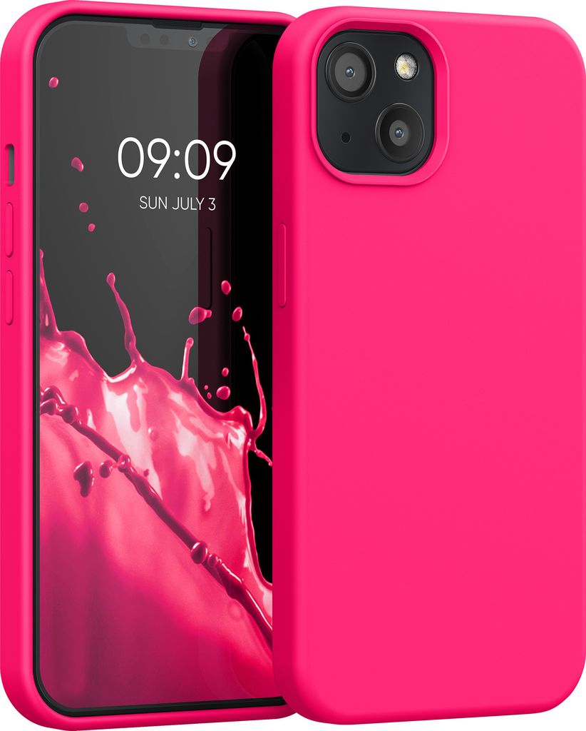 kwmobile Handyhülle für iPhone 13 Hülle, für iPhone 13 Case - Hülle Silikon - kabelloses Laden - Neon Pink