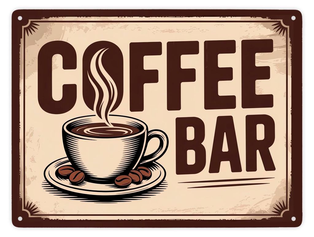 Dampfende Kaffeetasse Coffee Bar Metallschild XXL in 28x38 cm