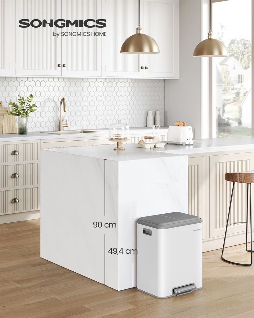 SONGMICS Mülleimer Küche, Mülltrennsystem 2 x 15 L Produktbild 