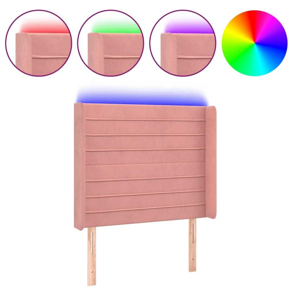 LED Kopfteil Rosa 93x16x118/128 cm Samt