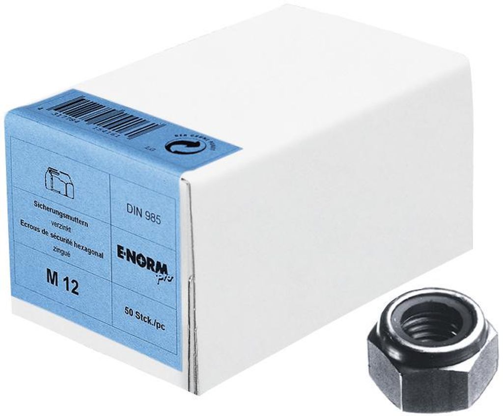 1.000 Stück E-NORMpro DIN 985 8 galZn M8 HP (Sechskantmuttern Selbstsichernde)